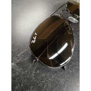 Ray Ban RB3025 Aviator Large Metal Polarized Sunglasses Gunmetal Brown Gradient